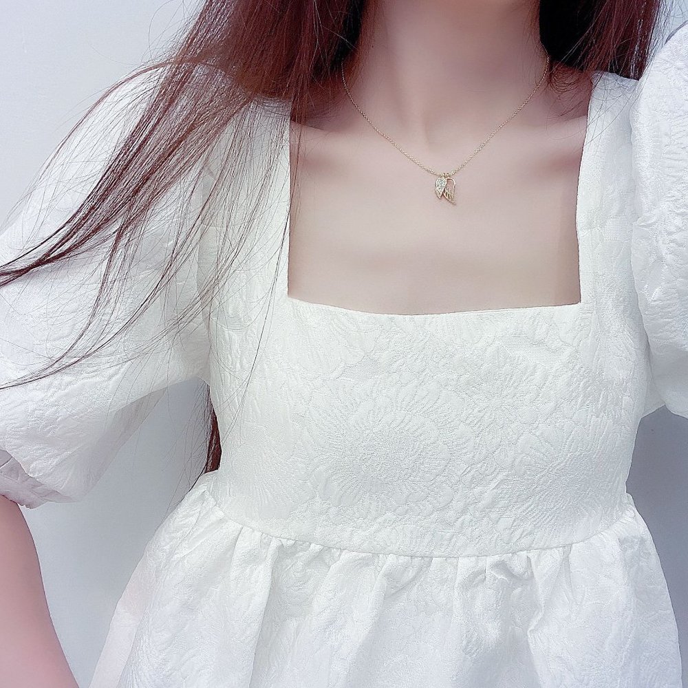 NEW 14K Gold Plated Diamond Angel Wing Necklace - Picture 2 of 9
